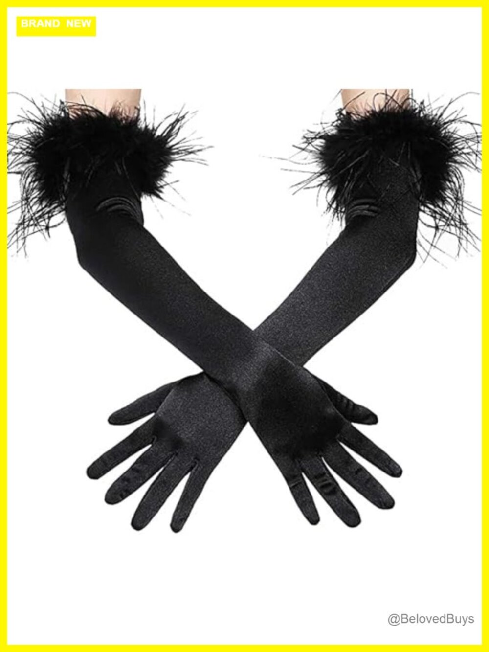 Satin Feather Elbow Gloves Opera Evening Wedding 1920s Costume